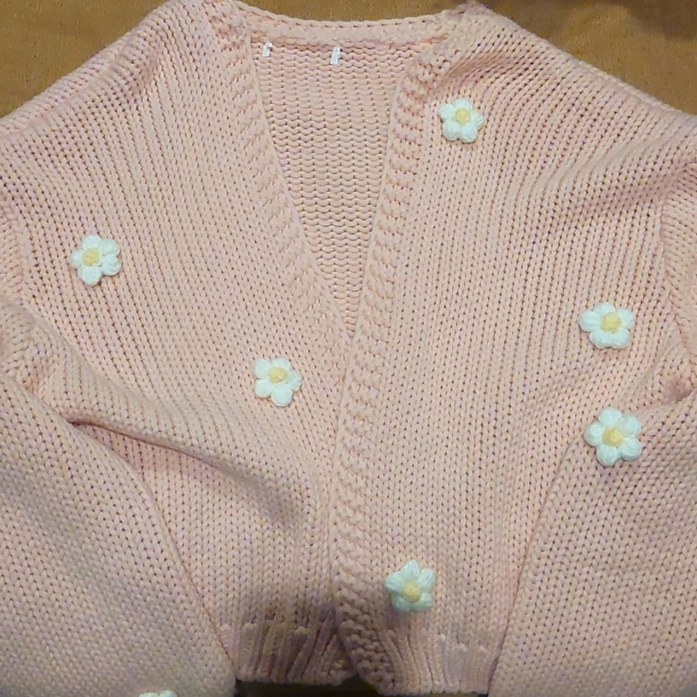 SHEIN Pink Floral Cardigan
